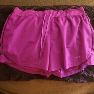 G9 Champion Women's Workout Shorts Pink/Fuschia color with built in panties